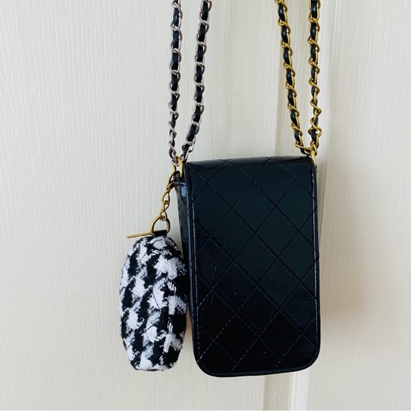 Brand New Chanel Makeup Trio Set Black Shoulder Bag with Tweed Coin Pouch - Picture 10 of 16